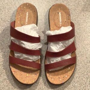 Merrell Napa Valley Slide, Merlot leather straps, cork innersole, like new